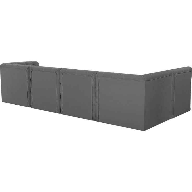 Meridian Furniture Tuft Grey Velvet Modular Sectional