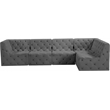 Meridian Furniture Tuft Grey Velvet Modular Sectional