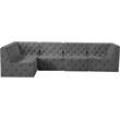 Meridian Furniture Tuft Grey Velvet Modular Sectional