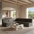 Meridian Furniture Tuft Grey Velvet Modular Sectional