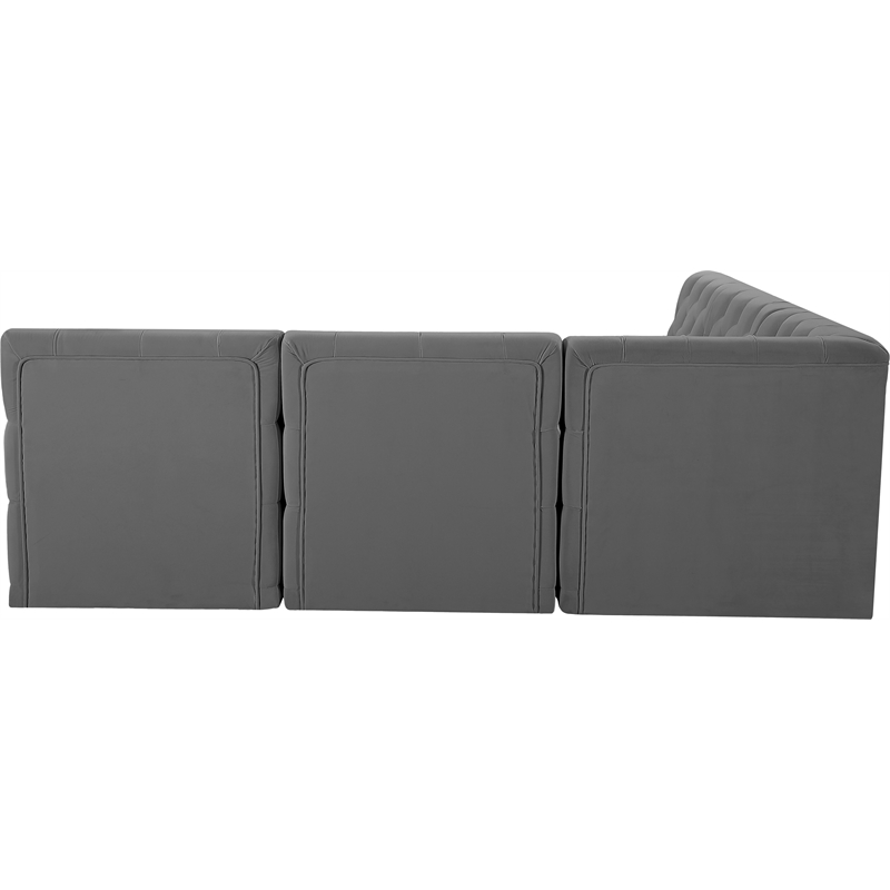 Meridian Furniture Tuft Grey Velvet Modular Sectional
