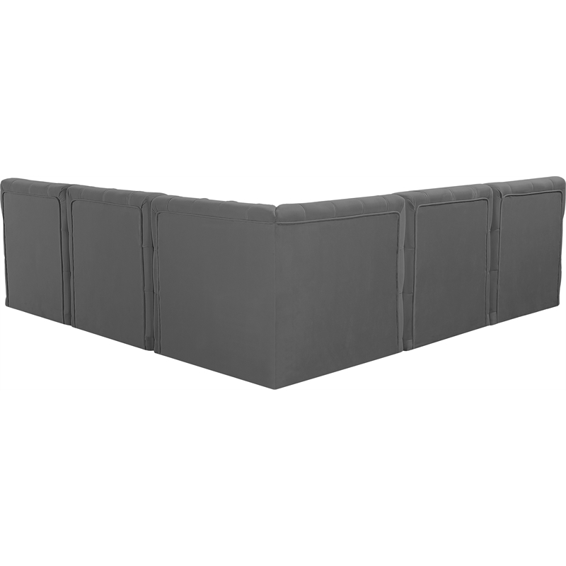 Meridian Furniture Tuft Grey Velvet Modular Sectional