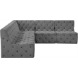Meridian Furniture Tuft Grey Velvet Modular Sectional
