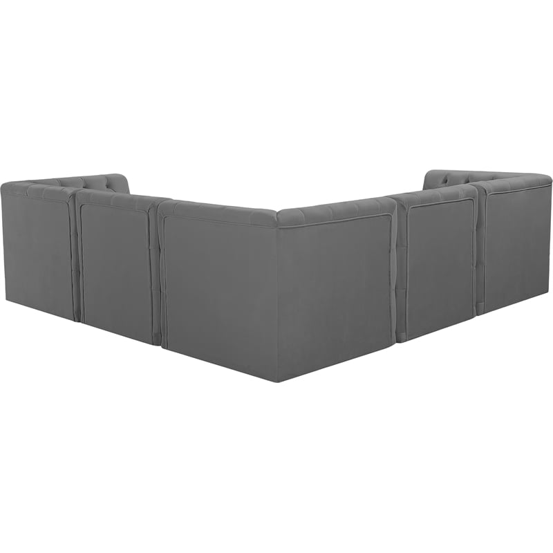 Meridian Furniture Tuft Grey Velvet Modular Sectional