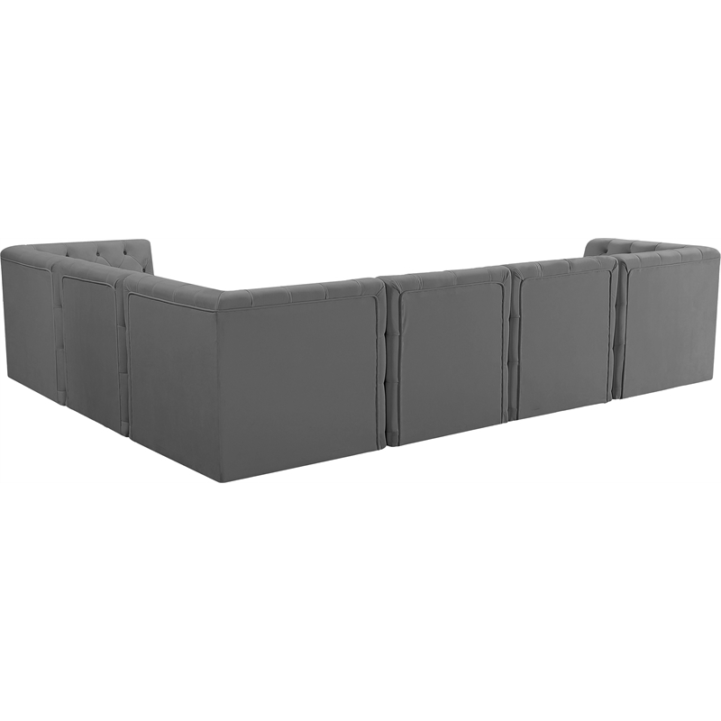 Meridian Furniture Tuft Grey Velvet Modular Sectional