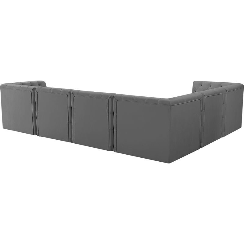 Meridian Furniture Tuft Grey Velvet Modular Sectional