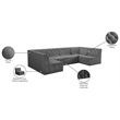 Meridian Furniture Tuft Grey Velvet Modular Sectional