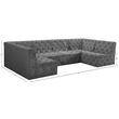 Meridian Furniture Tuft Grey Velvet Modular Sectional