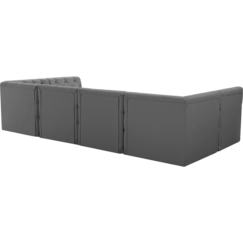 Meridian Furniture Tuft Grey Velvet Modular Sectional