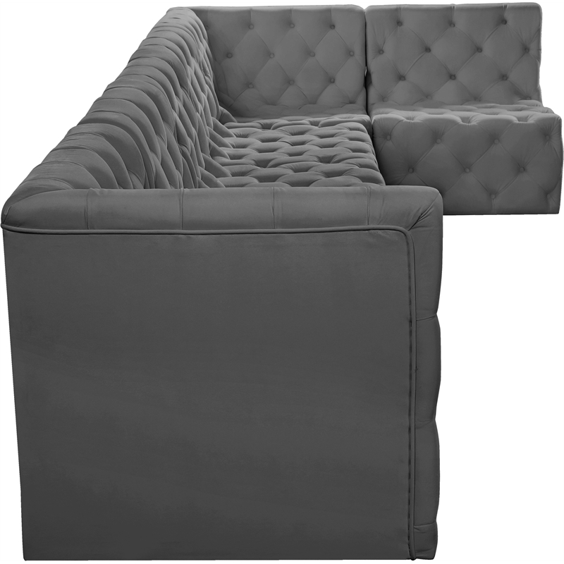 Meridian Furniture Tuft Grey Velvet Modular Sectional