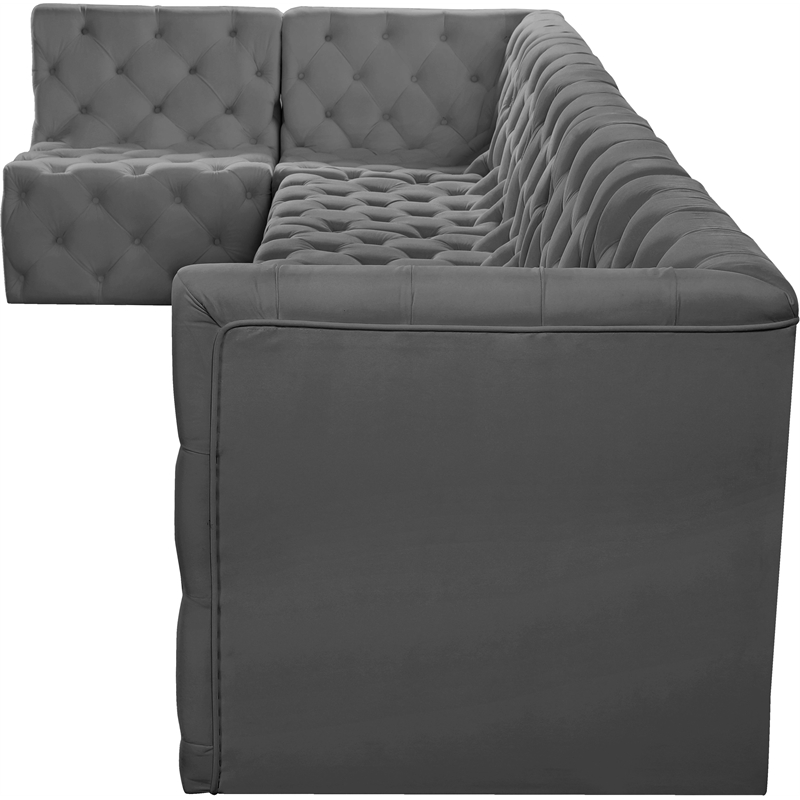 Meridian Furniture Tuft Grey Velvet Modular Sectional