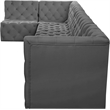 Meridian Furniture Tuft Grey Velvet Modular Sectional