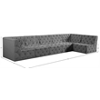 Meridian Furniture Tuft Grey Velvet Modular Sectional