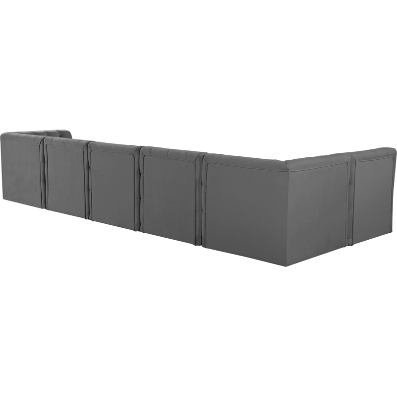Meridian Furniture Tuft Grey Velvet Modular Sectional