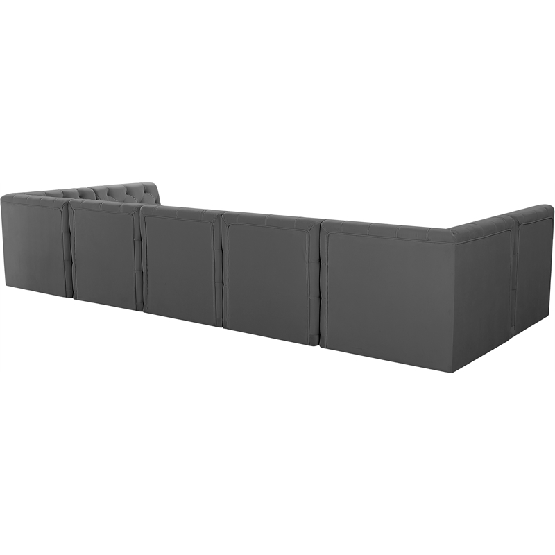 Meridian Furniture Tuft Grey Velvet Modular Sectional