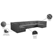 Meridian Furniture Tuft Grey Velvet Modular Sectional