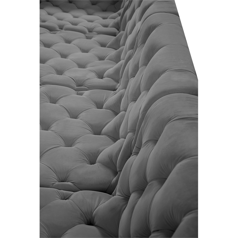 Meridian Furniture Tuft Grey Velvet Modular Sectional