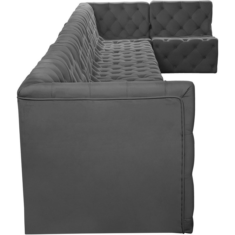 Meridian Furniture Tuft Grey Velvet Modular Sectional
