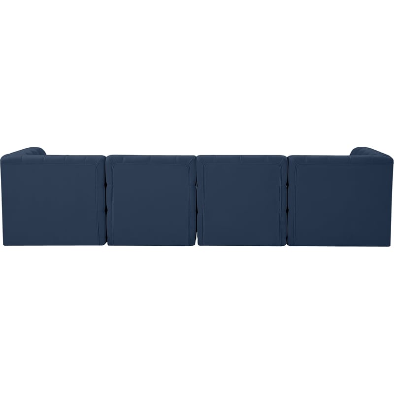 Meridian Furniture Tuft Navy Velvet Modular Sofa