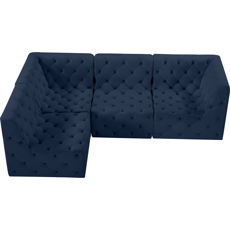 Meridian Furniture Tuft Navy Velvet Modular Sectional