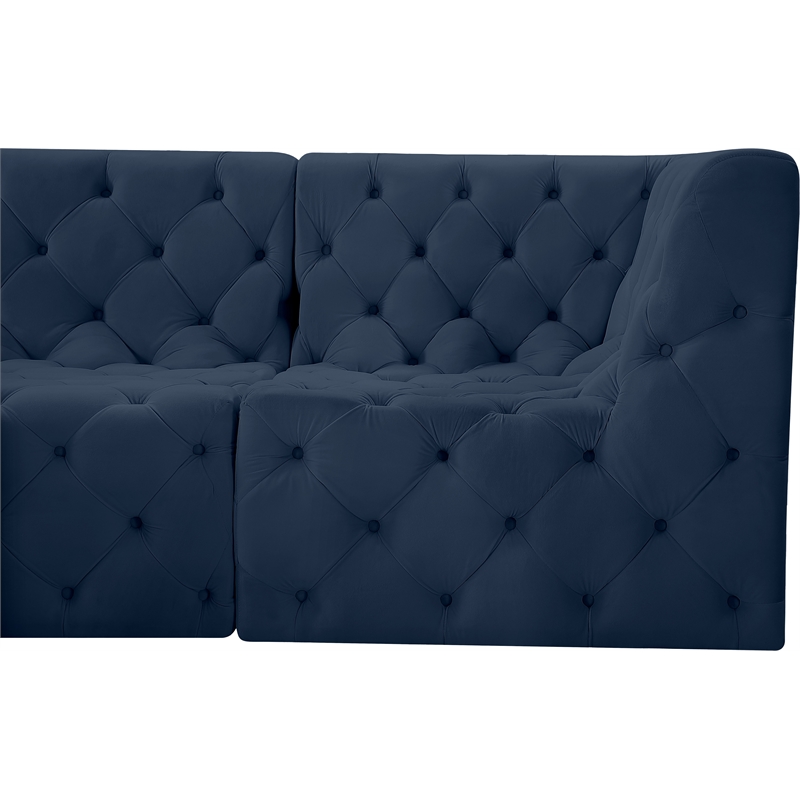 Meridian Furniture Tuft Navy Velvet Modular Sectional