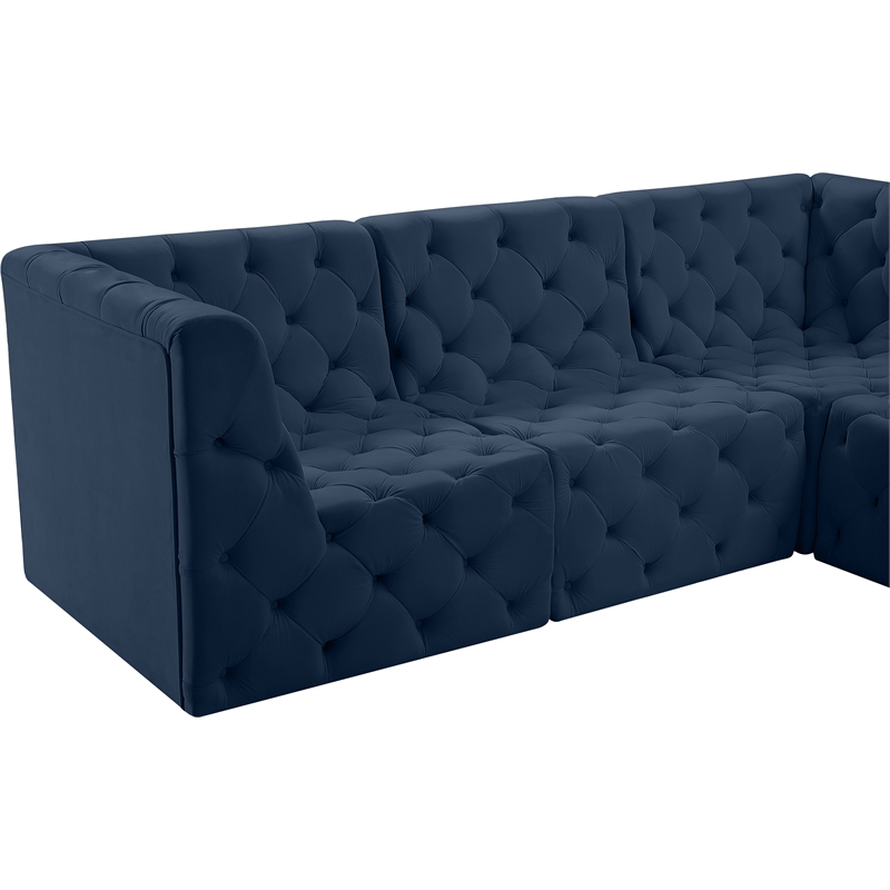 Meridian Furniture Tuft Navy Velvet Modular Sectional