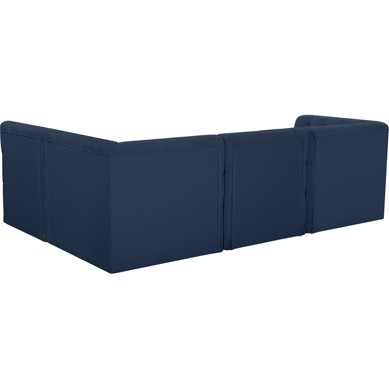 Meridian Furniture Tuft Navy Velvet Modular Sectional