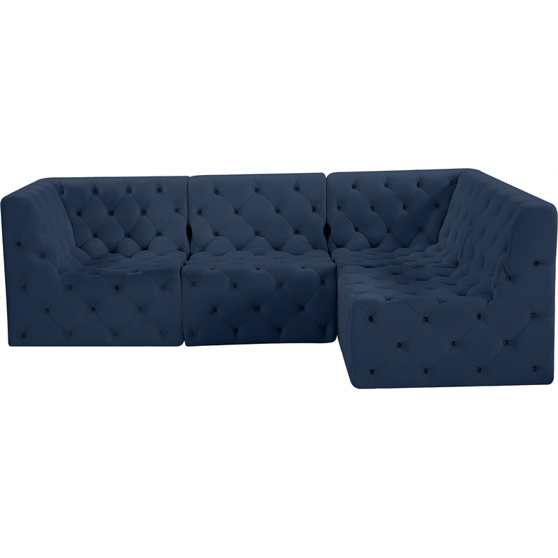 Meridian Furniture Tuft Navy Velvet Modular Sectional