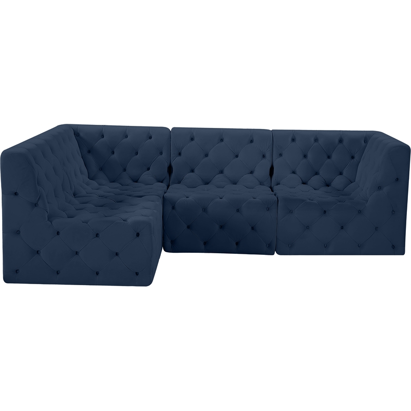 Meridian Furniture Tuft Navy Velvet Modular Sectional