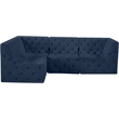 Meridian Furniture Tuft Navy Velvet Modular Sectional