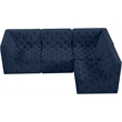 Meridian Furniture Tuft Navy Velvet Modular Sectional