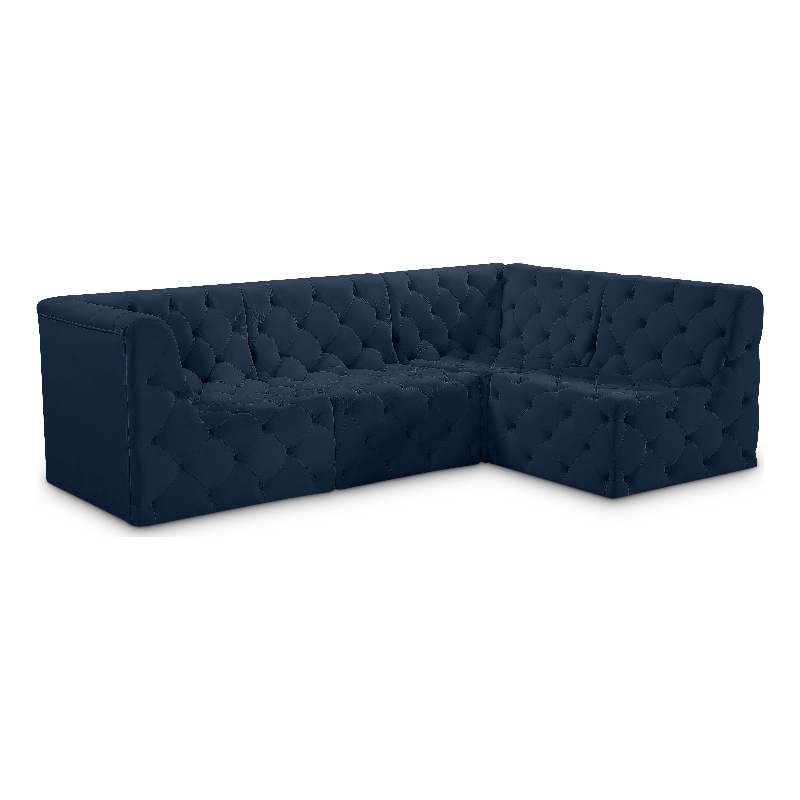 Meridian Furniture Tuft Navy Velvet Modular Sectional