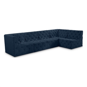 Meridian Furniture Tuft Navy Velvet Modular Sectional