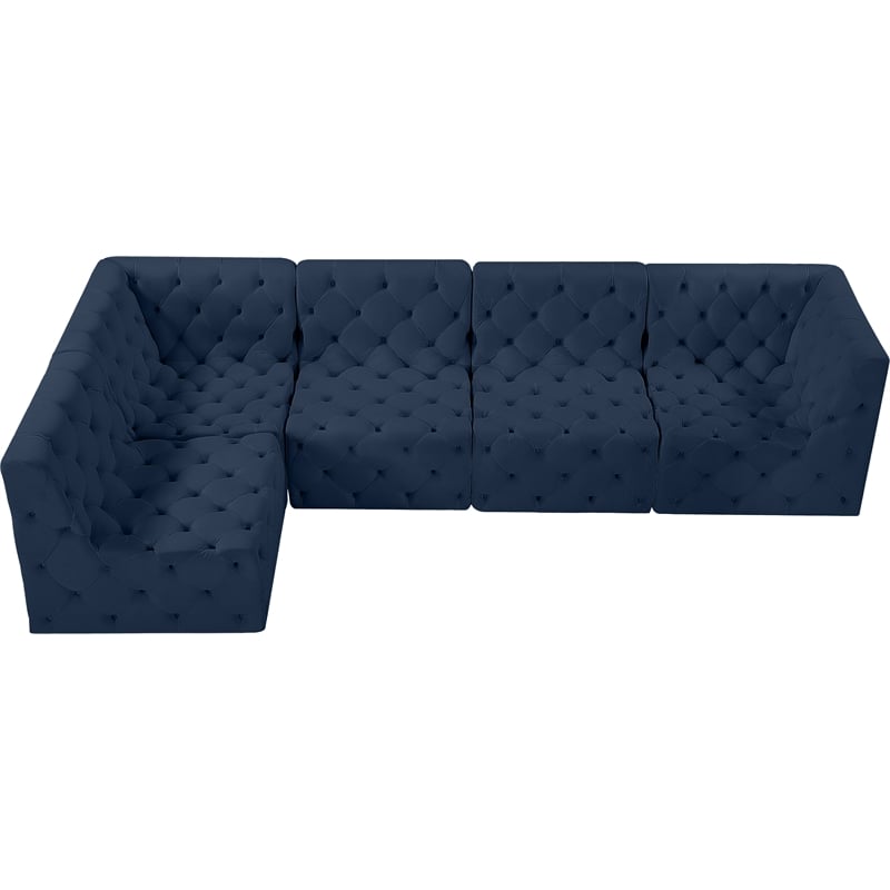 Meridian Furniture Tuft Navy Velvet Modular Sectional