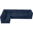 Meridian Furniture Tuft Navy Velvet Modular Sectional