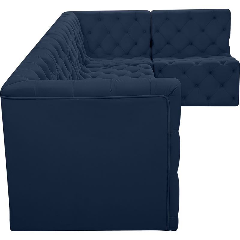 Meridian Furniture Tuft Navy Velvet Modular Sectional