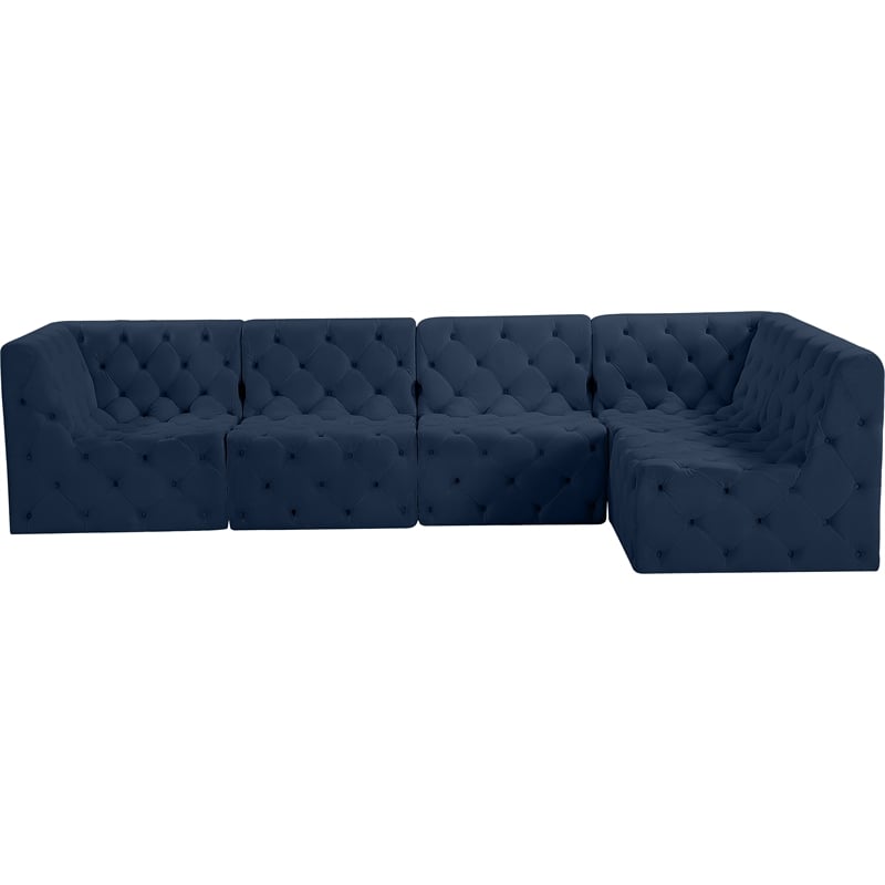 Meridian Furniture Tuft Navy Velvet Modular Sectional