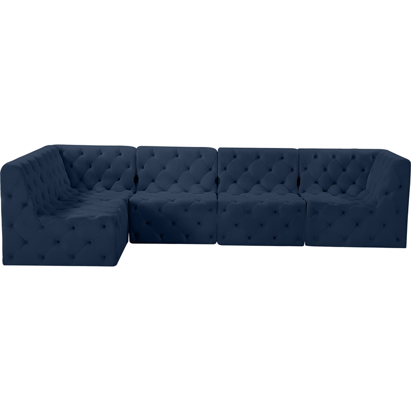Meridian Furniture Tuft Navy Velvet Modular Sectional