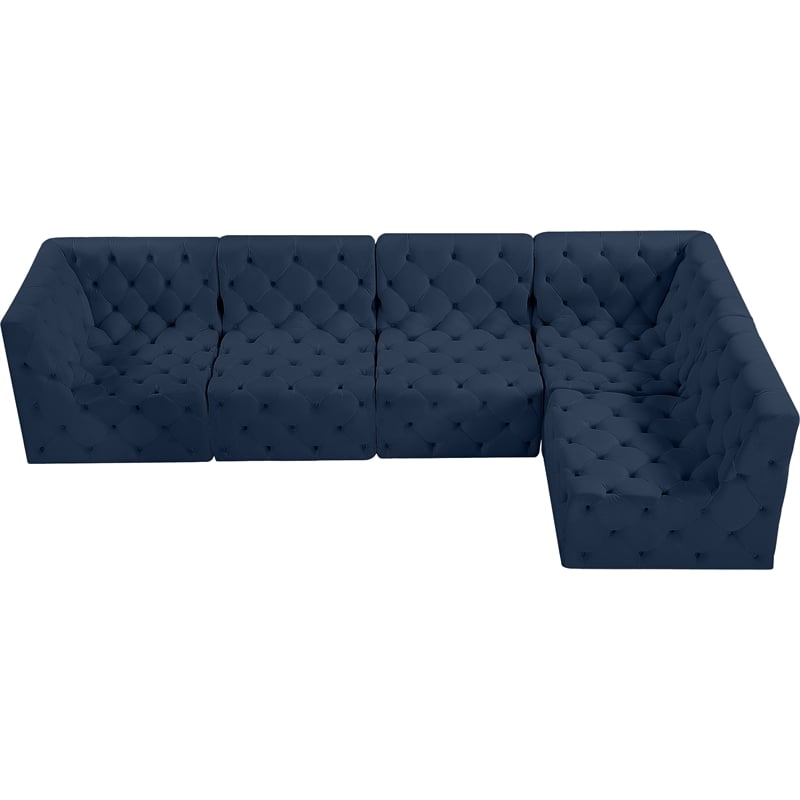 Meridian Furniture Tuft Navy Velvet Modular Sectional