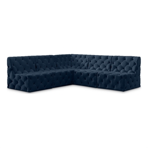 Meridian Furniture Tuft Navy Velvet Modular Sectional