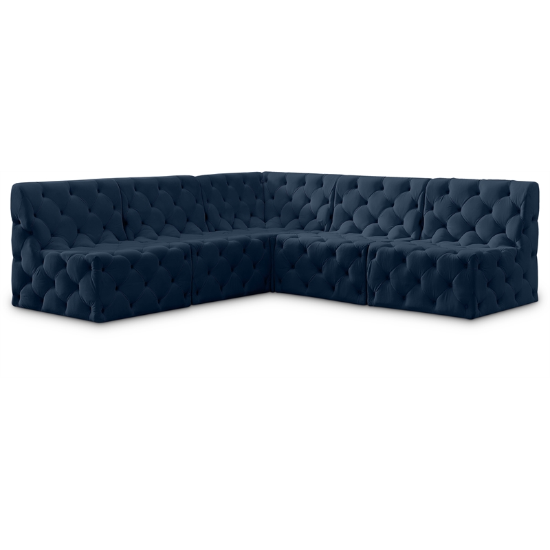 Meridian Furniture Tuft Navy Velvet Modular Sectional