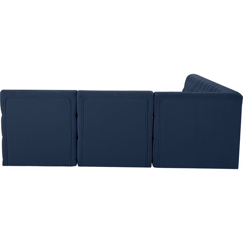 Meridian Furniture Tuft Navy Velvet Modular Sectional