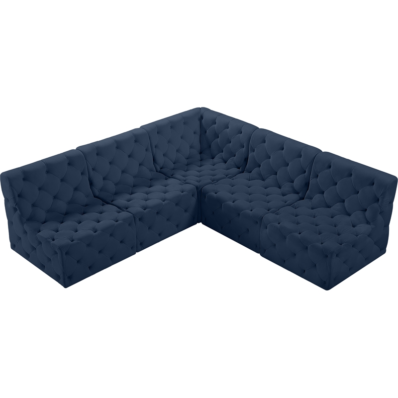 Meridian Furniture Tuft Navy Velvet Modular Sectional