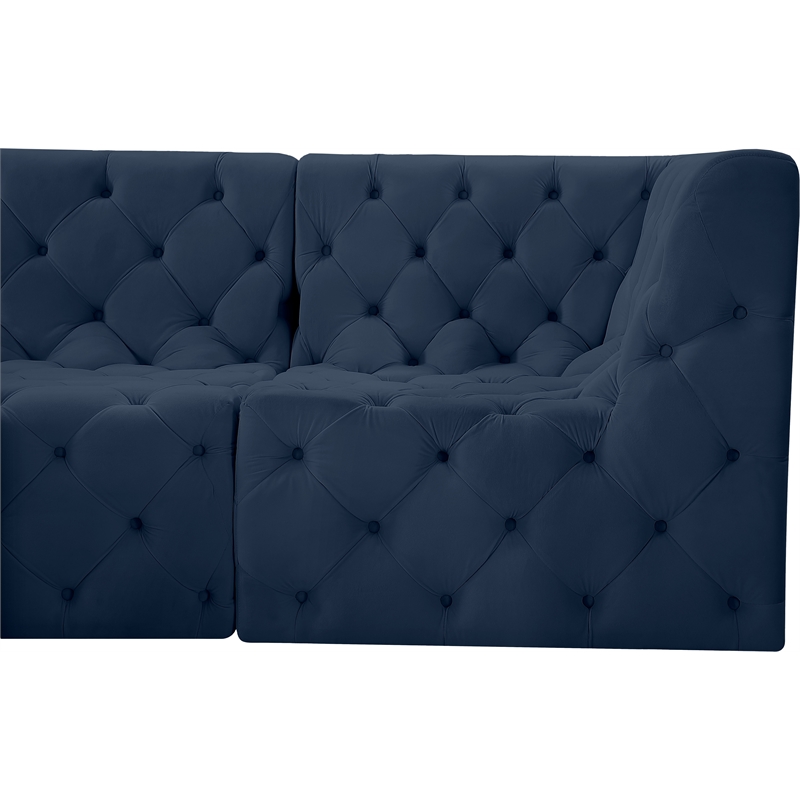Meridian Furniture Tuft Navy Velvet Modular Sectional