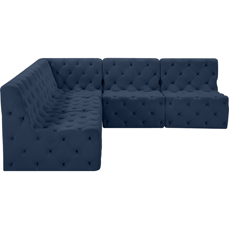 Meridian Furniture Tuft Navy Velvet Modular Sectional