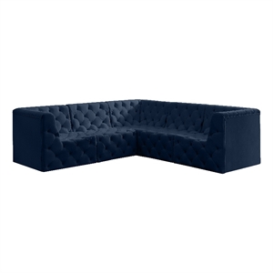 Meridian Furniture Tuft Navy Velvet Modular Sectional