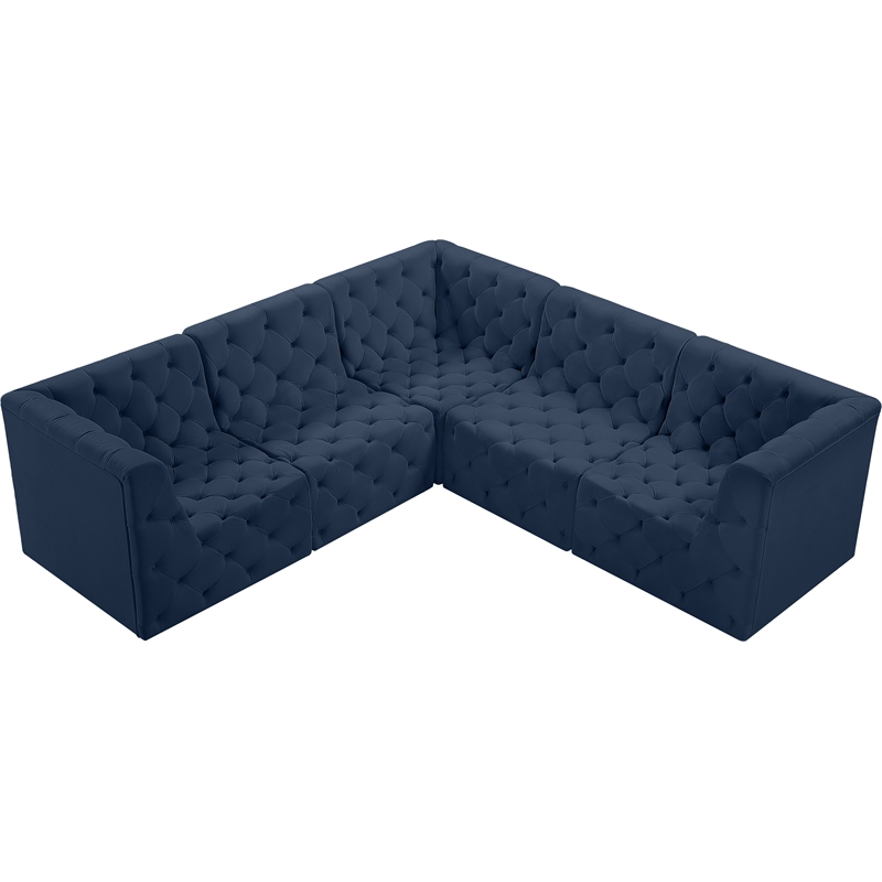 Meridian Furniture Tuft Navy Velvet Modular Sectional