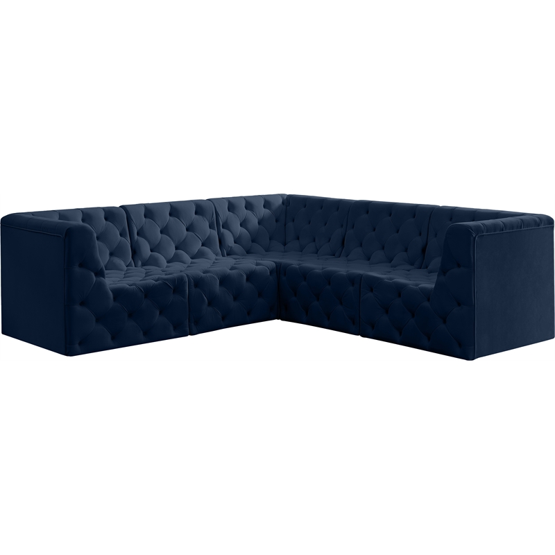 Meridian Furniture Tuft Navy Velvet Modular Sectional