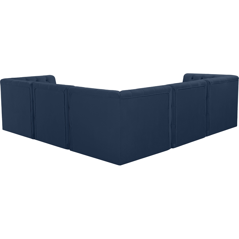 Meridian Furniture Tuft Navy Velvet Modular Sectional