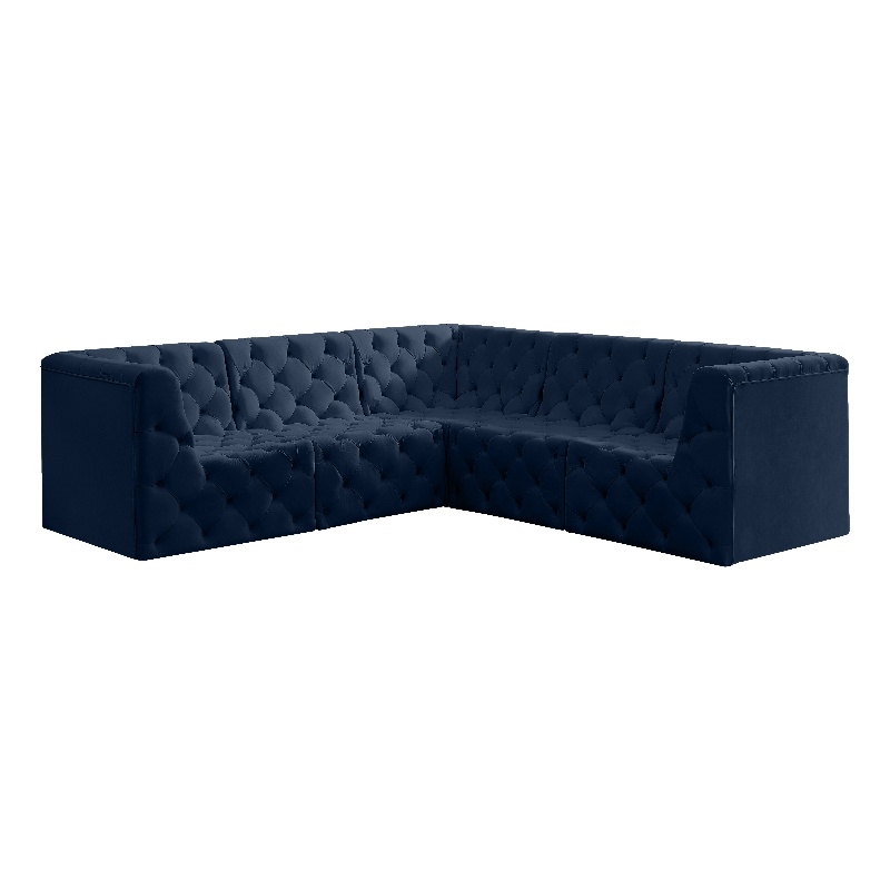 Meridian Furniture Tuft Navy Velvet Modular Sectional